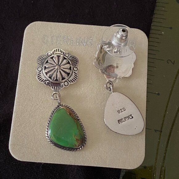 Sterling silver & turquoise earrings - Picture 2 of 2